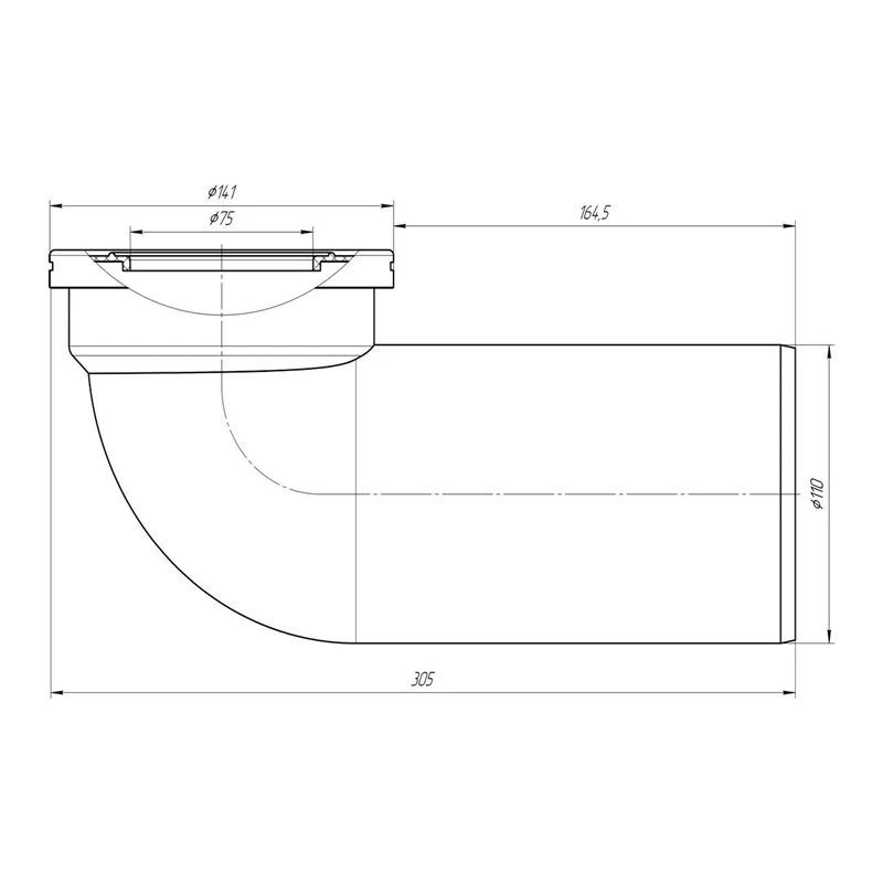Tualetes līkums Ani Plast W9220, 90°, DIA110-141 mm, balts